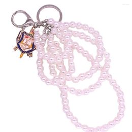 Keychains High Quality Layers Pearl Chains College Group Sorority Sigma Gamma Rho Shield Pendant Key Rings For Lady Bags