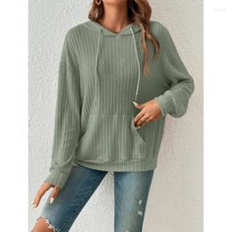 Women's Sweaters Loose Knit Sweater 2023 Autumn/Winter Solid Color Kangaroo Pocket Hoodie Casual Sweatshirts For Women S-XXL
