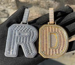 AZ Custom Name Necklace Jewelry Gold Plated CZ Letter Pendant Necklace with 3MM 24INCH Rope Chain for Men Women2397676