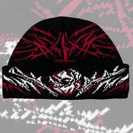 Beanie/Skull Caps Beanie/Skull Caps Gothic Grunge creative irregular pattern knitted warm men's Caps aesthetic Y2K punk hip-hop streetwear Beanies Hat 230717 x0922