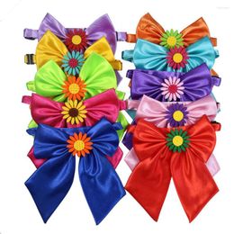 Dog Apparel 50X Spring Pet Puppy Medium Bow Ties Adjustable Sun Flower Solid Bowknot Tie Grooming Bows Supplies