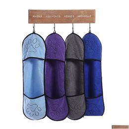 Other Pet Supplies Bath Towels Tra-Absorbent Microfiber Super Absorbent Pets Drying Towel Blanket With Pocket Small Medium Large Dogs Dhgq4