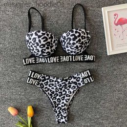 Women's Swimwear womens swimwear Sexy Push-up Padded Bikini Set Swimsuits Women Letter Loved Printed Bathing Suit L230922