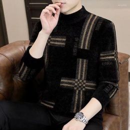 Men's Sweaters High-End Sweater Men Half Turtleneck Mink-like Wool Knitwear For Autumn And Winter Top Trendy Thickening Bottoming Shirt