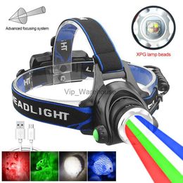 Head lamps VASTFIRE New RGB LED Headlamp White Zoomable Fishing Headlight Green/UV 395NM Ultraviolet Head Torch Red/Blue Hunting Flashlight HKD230922