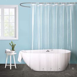 Shower Curtains High Clear Shower Curtain Waterproof Transparent Curtains Liner Mildew Plastic Bath Curtains With Hooks Home PEVA Bathroom Decor 230922