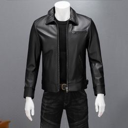 Men s Leather Faux Slim Type Lapel Jacket Head Layer Cowhide Short Section Swallow Tail Youth Spring and Autumn 230922