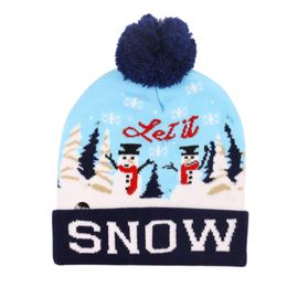 LED Christmas knitted Hat kid Adults Santa Claus Snowman Reindeer Elk Festivals Hats Xmas Party Gifts Cap Fashion Designer hats Men's and women's beanie q99