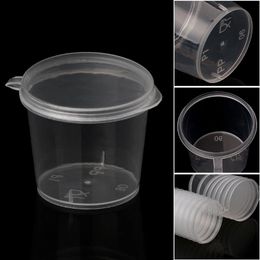 100Pcs 25ml Small Plastic Disposable Sauce Cups Plastic Disposable Sauce Cups With Lid Food Storage Containers Boxes Y11191855