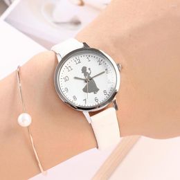 Wristwatches Women's Watches Fashion Leather Modern Girl Dial Metal Ladies Bracelet Quartz Clock Wrist Watch