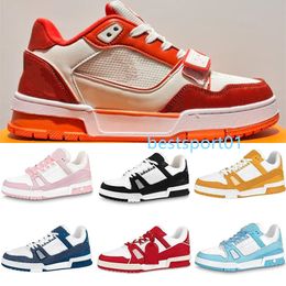 2023 Luxury Mens Casual Shoes Fashion Womens Logo Embossed Trainer Sneaker Green Denim Sky Blue White Grey Pink 36-45 B3