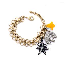 Charm Bracelets Chunky Multichain Bracelet 2023 Fashion Trending Jewellery Star Moon Crystal Pendant For Party