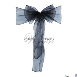 Sashes 100Pcs Chair Organza Bows Wedding Party Supplies Christmas Valentines Decor Sheer Fabric Decoration 230721 Drop Delivery Home Dhmpy