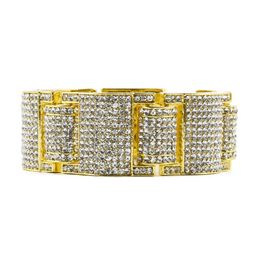 14k Gold Silve Iced Out Simulated Diamond Micro Pave Bling Bling Hip Hop Bracelet for men257l