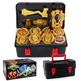 Spinning Top 12pcs Beyblade Burst Gyro Toy Storage Tool Kit Limited Gold Version Transmitter Modification Parts 230922