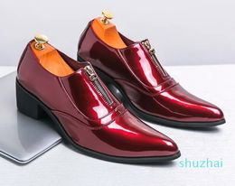 Dress Shoes Red Height Increase Men Wedding Formal Slip-On Leather High Heels Career Work