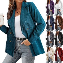 Women s Jackets Solid Color Button Down Shirt Corduroy Jacket Boyfriend Long Sleeve Blouses Tops Shirts 230921