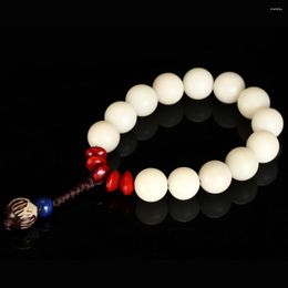 Charm Bracelets Natural White Bodhi Root Buddha Bead Bracelet With Jade Acacia Bean Lotus Star Moon Lady