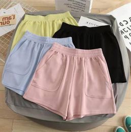 Running Shorts Sports Women's High Waisted Loose Skinny Wide Leg Pants Solid Colour Cotton Casual