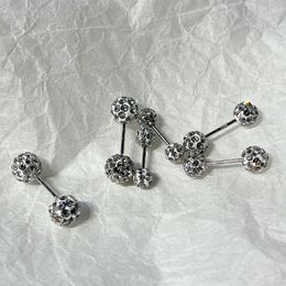 Stud Earrings Shiny Small Crystal Ball Style Fashionable Double-sided Ear Bone Screws For Women Men