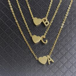 Pendant Necklaces Gold Heart Letter A B C D E F G H I J K L M N O P Q R S T U V W X Y Z Charm Necklace For Women BFF Birthday Gift272J