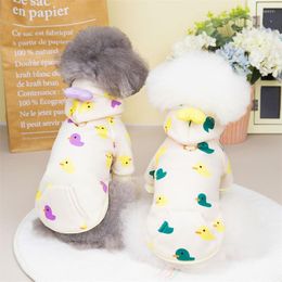 Dog Apparel Coat Duck Embroidery Pet Vest Winter Warm Clothes For Plush Puppy Cat Yorkies Chihuahua Cartoon