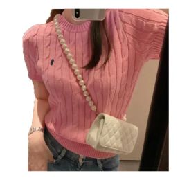 23SS Fashion Womens Knits Sweater Short Sleeve Sweater Letter Jacquard Comfortable TOP Quality Wool Blend clothing skynorthface-12 CXG9231