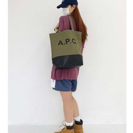 APC denim canvas bag with cowhide stitching and large capacity tote single shoulder tote bag for British men and women