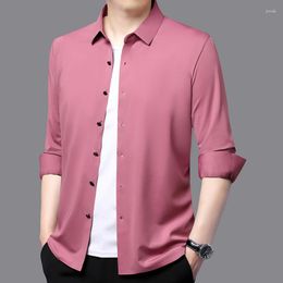 Men's Dress Shirts 2023 Autumn Korean Shirt Slim Fit Business Plain Colour Long Sleeve Tuxedo Streetwear Clothing XXXXXL