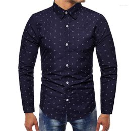 Men's Casual Shirts Polka Dots Long Sleeve Slim Fit Dress Shirt Mens Printed Regular Fashion