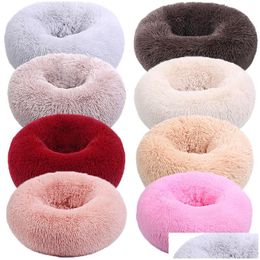 Cat Beds Furniture Supplies Plush Round Keep Warm Cushion Kennel Dog Cats Bed 1129 E3 Drop Delivery Home Garden Pet Dhoil