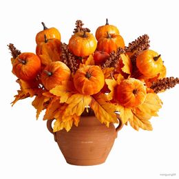 Christmas Decorations Autumn Pumpkin Wheat Silk Bouquet for Party Thanksgiving Day Home Fireplace Table Harvest Festival Decor R230922