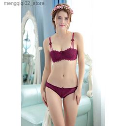 Bras Sets Sexy Lingerie Set Thin Bra and Panty Set 1/2 Half Cup Bra Lace Sexy Embroidery Lingerie Bra Suit Lingerie Underwear Women Set Q230922