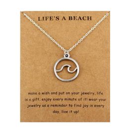 Pendant Necklaces Ocean Waves Beach Necklace Nautical Surfing Pendants Women Men Jewelry Lover's Party Gift Drop280Y