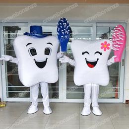 Performance White Tooth Mascot Costumes Halloween Cartoon Character Outfit Suit Xmas Outdoor Party Outfit Unisex Promotional Advertising Clothings
