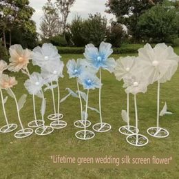 Decorative Flowers 3Pc Set Wedding Props Road Lead Silk Stage Layout Decoration Mall Window Display Flower Pole Stereo Yarn