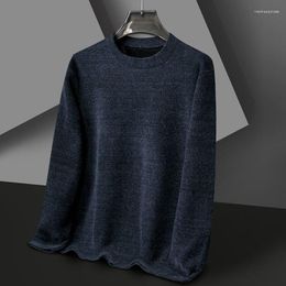 Men's Sweaters 2023 Korean Version Of The Autumn Padded Middle-aged Round Neck Pullover Solid Color Sweater Man For Men