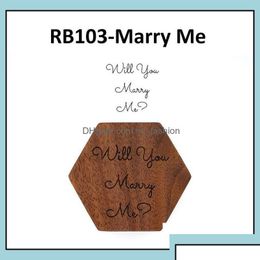 Jewellery Boxes Packaging Display Blank Wood Ring Box Walnut Wooden Will You Mary Me Rings Jewellery Drop Delivery 6Bm9S Party Events Ac Dhoxy