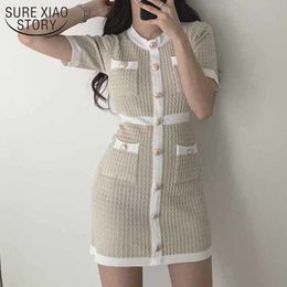 Basic Casual Dresses Elegant Korean Wool Knitted Dress 2023 Party Autumn Black Slim Button Bodycon Mini Vestido Feminina Winter Clothing 12105 230921