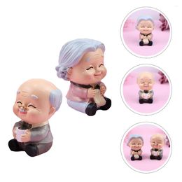 Dinnerware Sets 2 Pcs Old Man Granny Ornaments Cake Resin Topper Decoration Toppers House Decorations Home