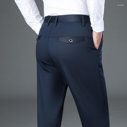 Men's Suits Autumn Winter Thick Suit Pants Bamboo High Waist Stretch Straight Leg Business Casual Gentleman Handsome Trousers