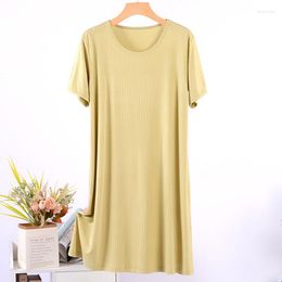 Women's Sleepwear Plus Size Short Sleeve Dress Women Summer Soft Modal Casual Nightgown Ladies Nightwear Dresses Home Wear Clothes