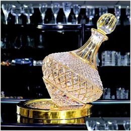 Wine Glasses 1100Ml Ding Gold Rotating Crystal Glass Decanter High End Light Luxury Tumbler Gyro 230721 Drop Delivery Home Garden Ki Dhhfa