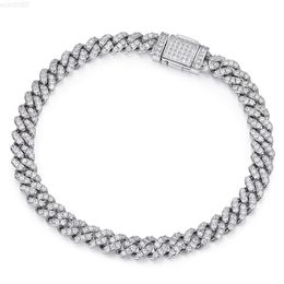 Vvs Iced Out Sterling Silver 6mm Chain Moissanite Curb Cuban Link Bracelet Chain Necklace