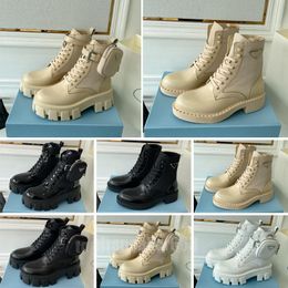 Uomo Donna Rois Stivali Designer Stivaletto alla caviglia Martin Stivaletto in pelle nylon con custodia rimovibile Scarpe da combattimento di ispirazione militare Originali