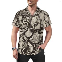 Men's Casual Shirts Snakeskin Blouses Men Greys And Silvers Print Summer Short-Sleeve Printed Funny Oversize Beach Shirt Gift