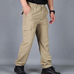 Men's Pants Casual Camping Multi Pockets Men Cargo Soft Elastic Waist Trousers