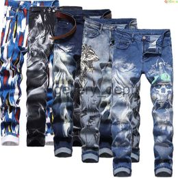 Men's Jeans Plus Size Men's Jeans 3D Digital Print Stretch Denim Pants Blue Black White Trousers Men Fashion Slacks 28-34 36 38 40 42 J230922