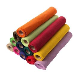 Roll Of 50cmX3meters Colourful Linen Natural Burlap Tight-Weave Jute Fabric For Wedding Party Diy Decor319a