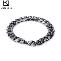 Retro 316 Stainless Steel Brushed Link Chain Bracelets For Men Biker Matte Hand Chain Wrist Wrap Bracelets Cheap Jewelry211Y